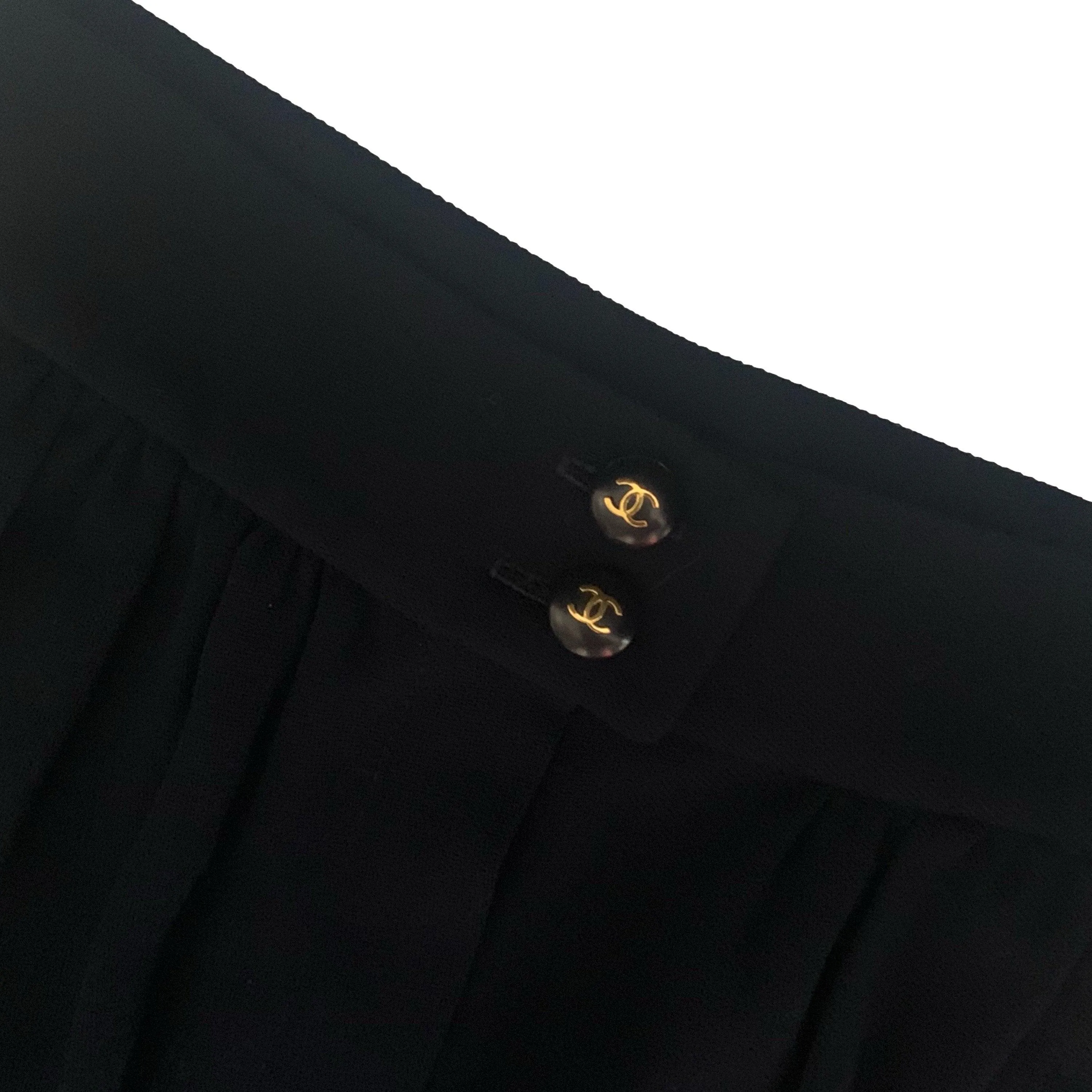 Chanel Navy Logo Button Shorts