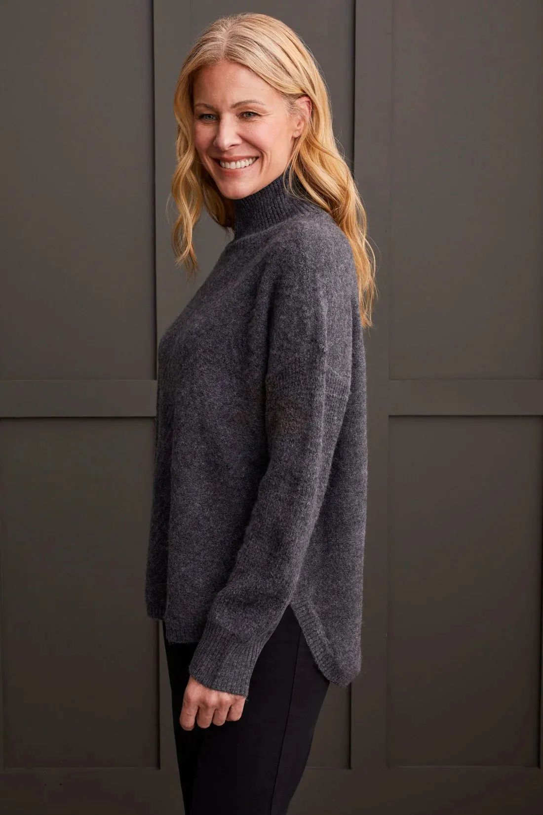 Charcoal Mock Neck Sweater