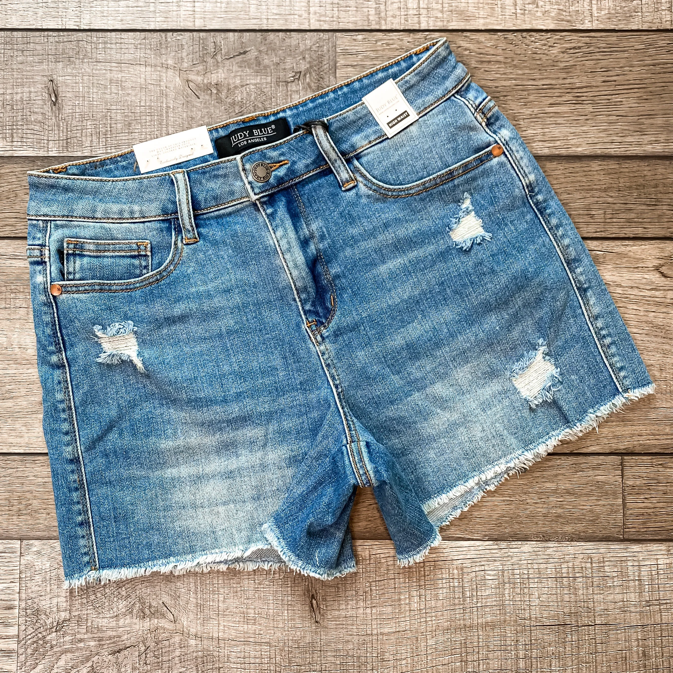 Chloe Shorts- Judy Blue High Waist Distressed Shorts