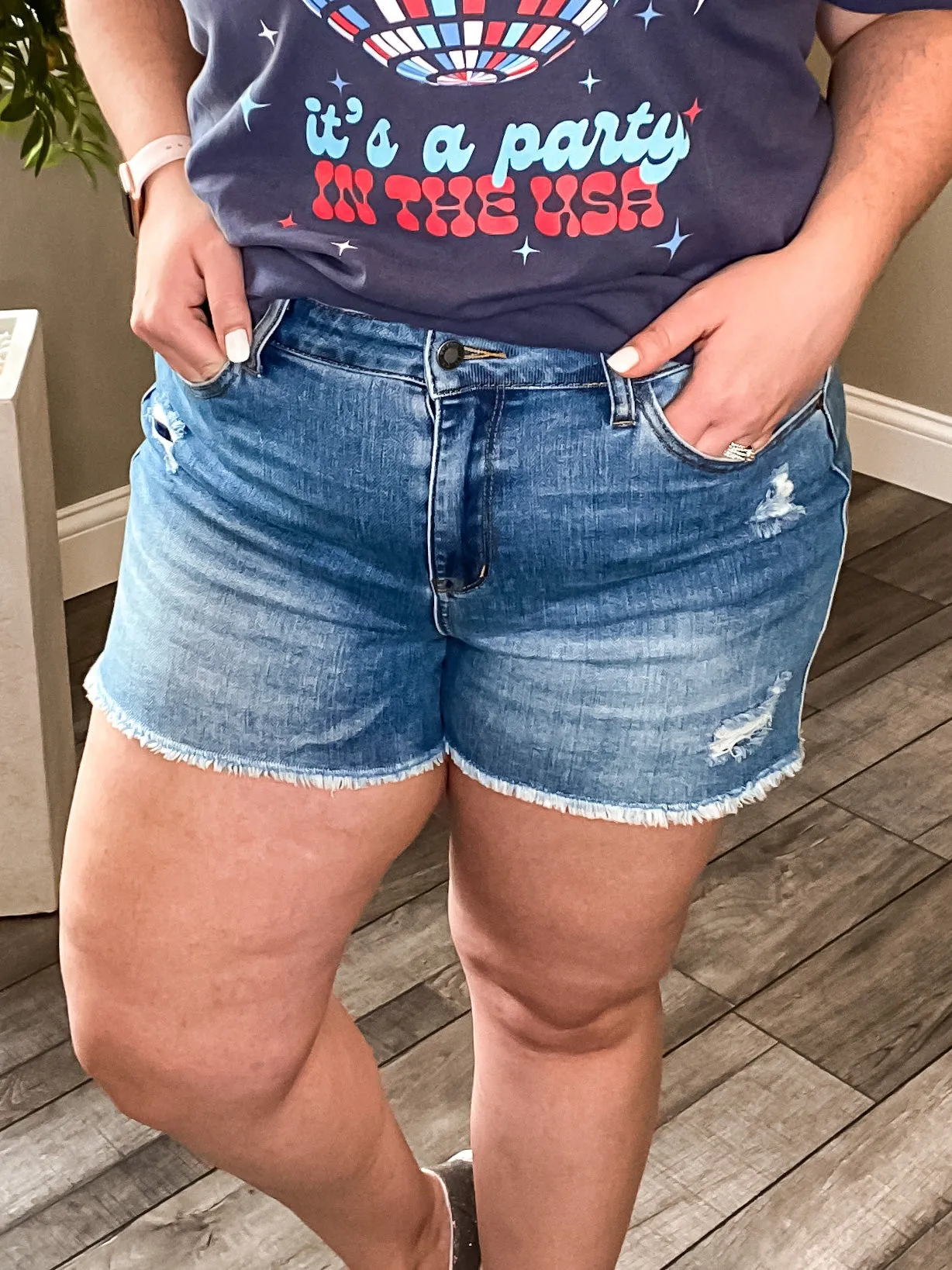 Chloe Shorts- Judy Blue High Waist Distressed Shorts