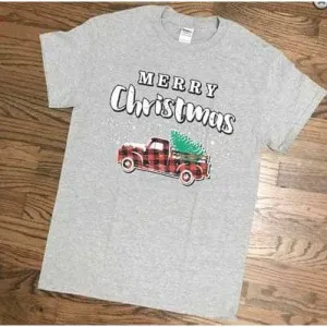 Christmas truck - plaid t-shirt