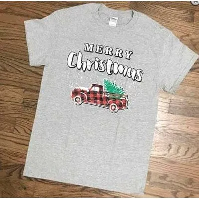 Christmas truck - plaid t-shirt