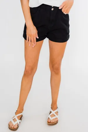 Cinched Waist Shorts- Black