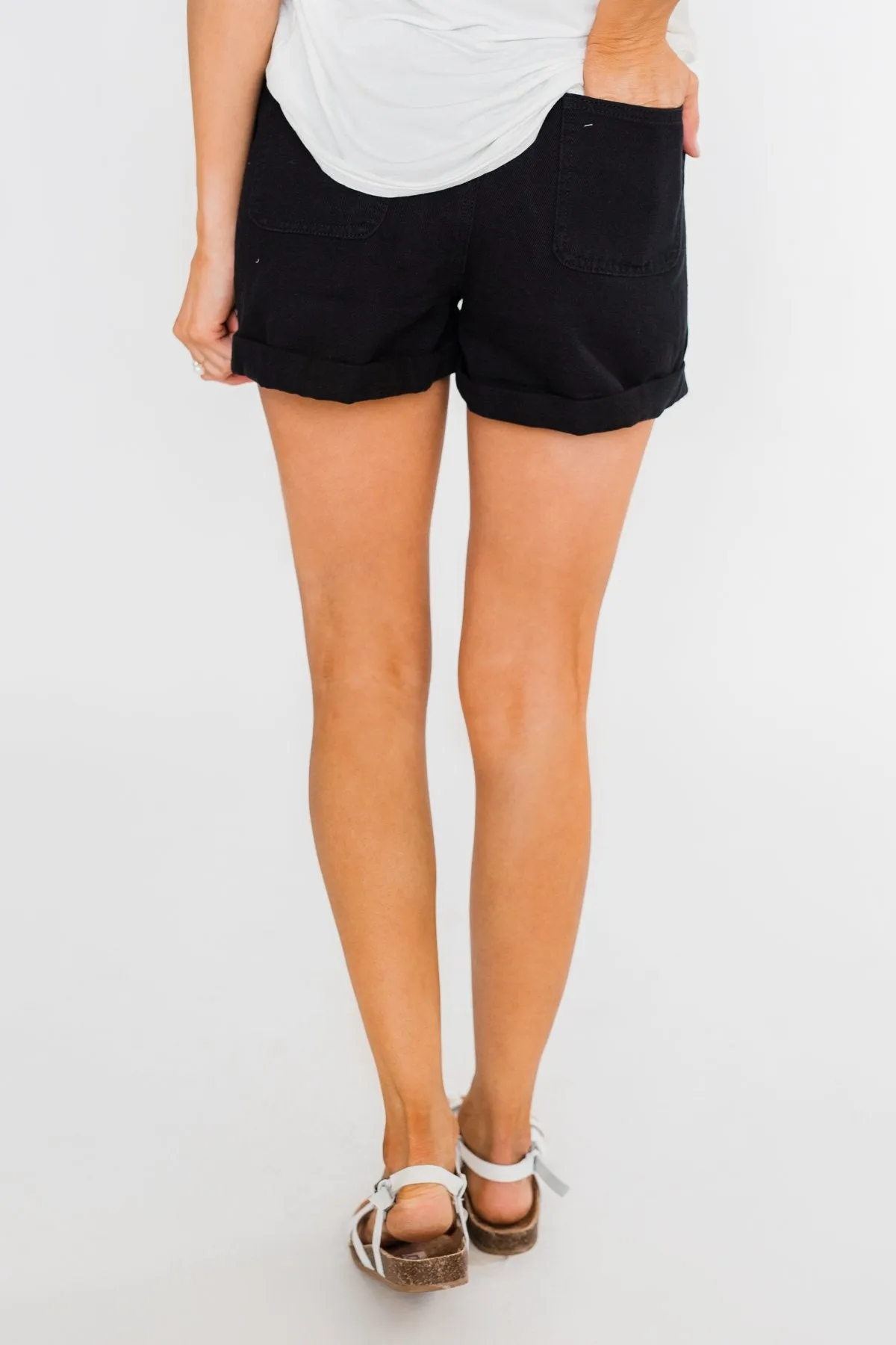 Cinched Waist Shorts- Black
