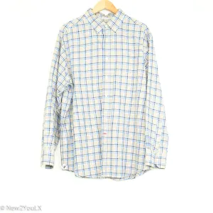 Cream & Blue Plaid Long Sleeve Button Up Shirt (Cremieux)