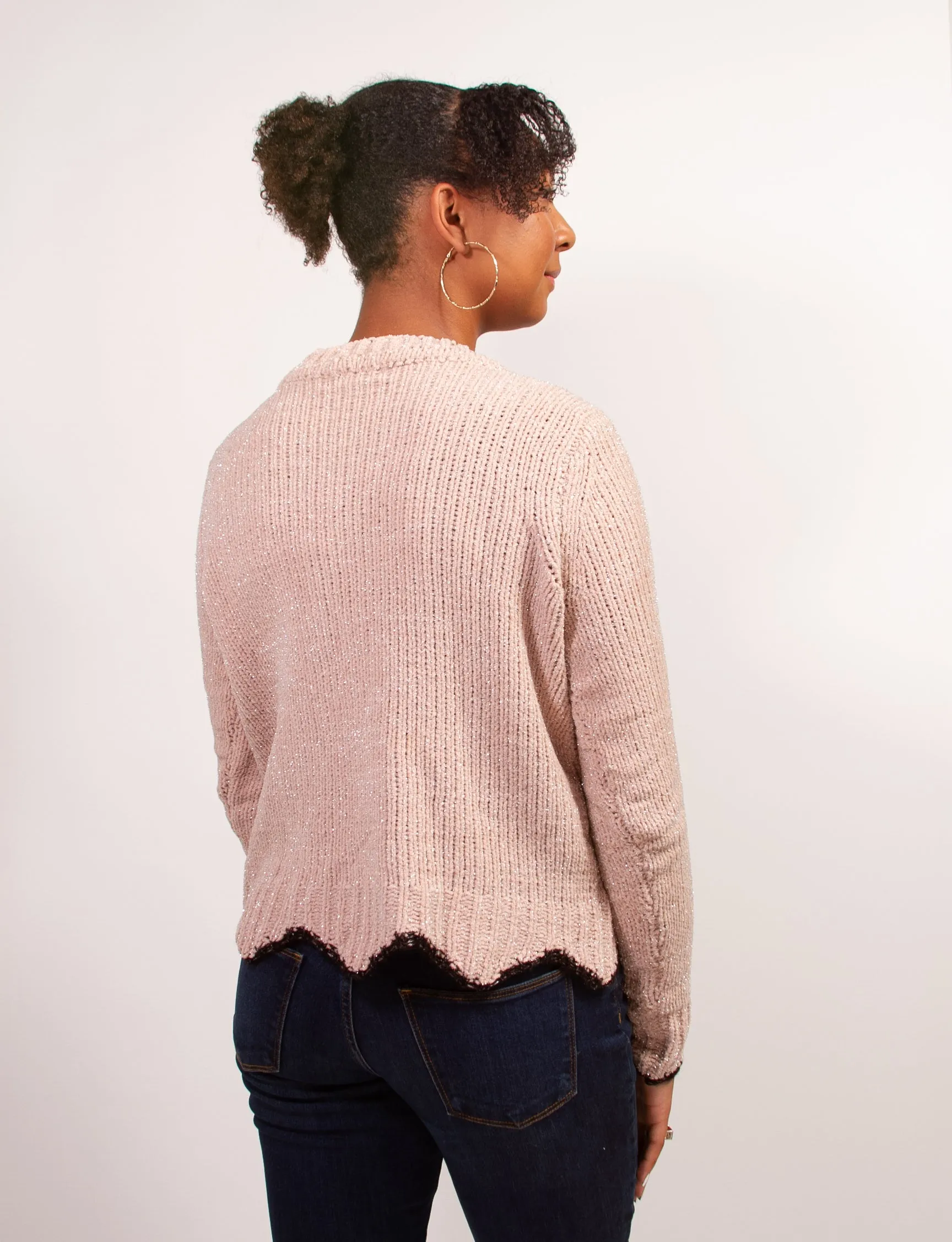 Crew Neck Metallic Sweater