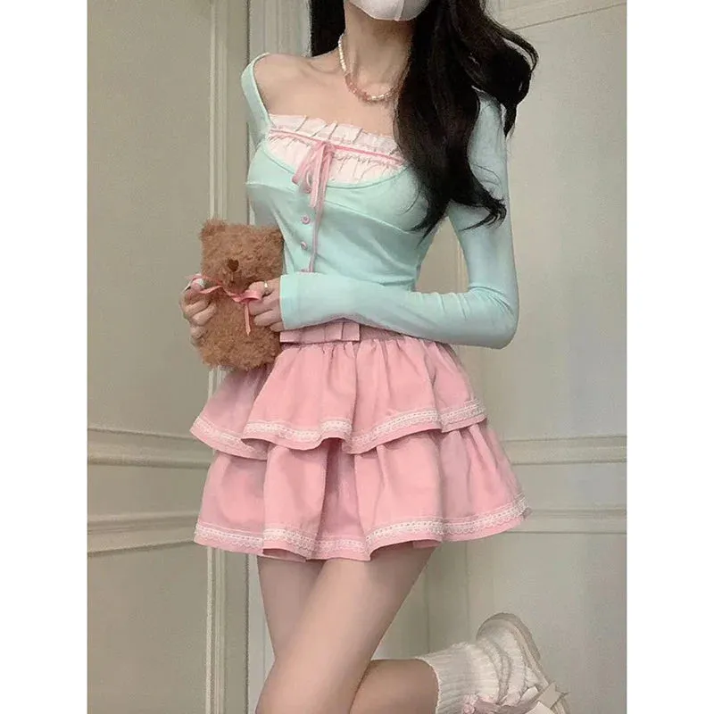 CUTE TOP   SKIRT TWO-PIECE SET  UB98088