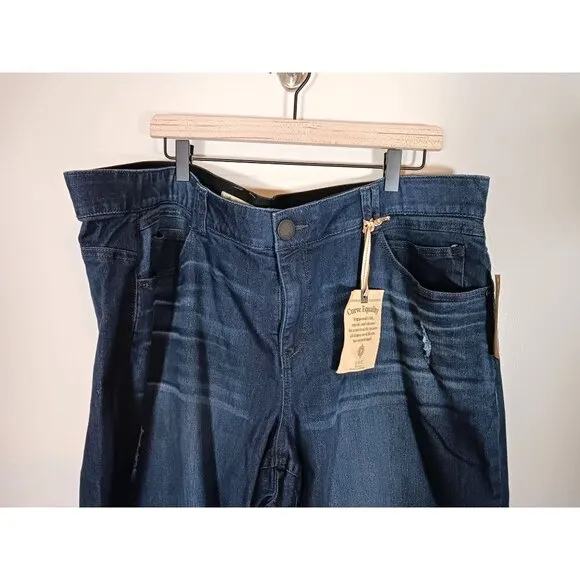 Democracy Ab Technology Distressed Dark Wash Bermuda Shorts Size 24W NWT