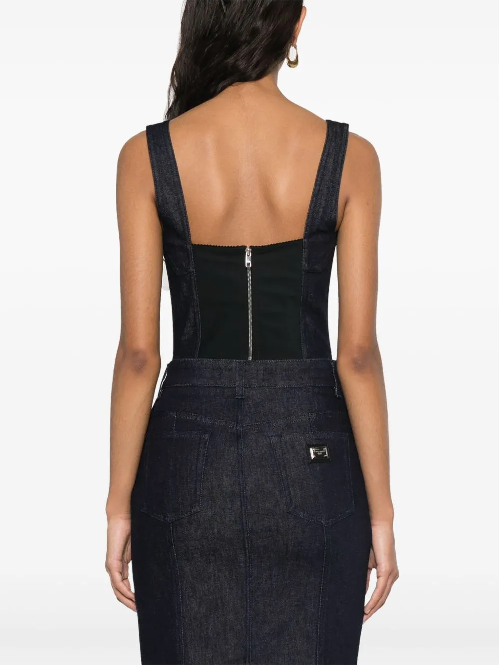 Denim corset top