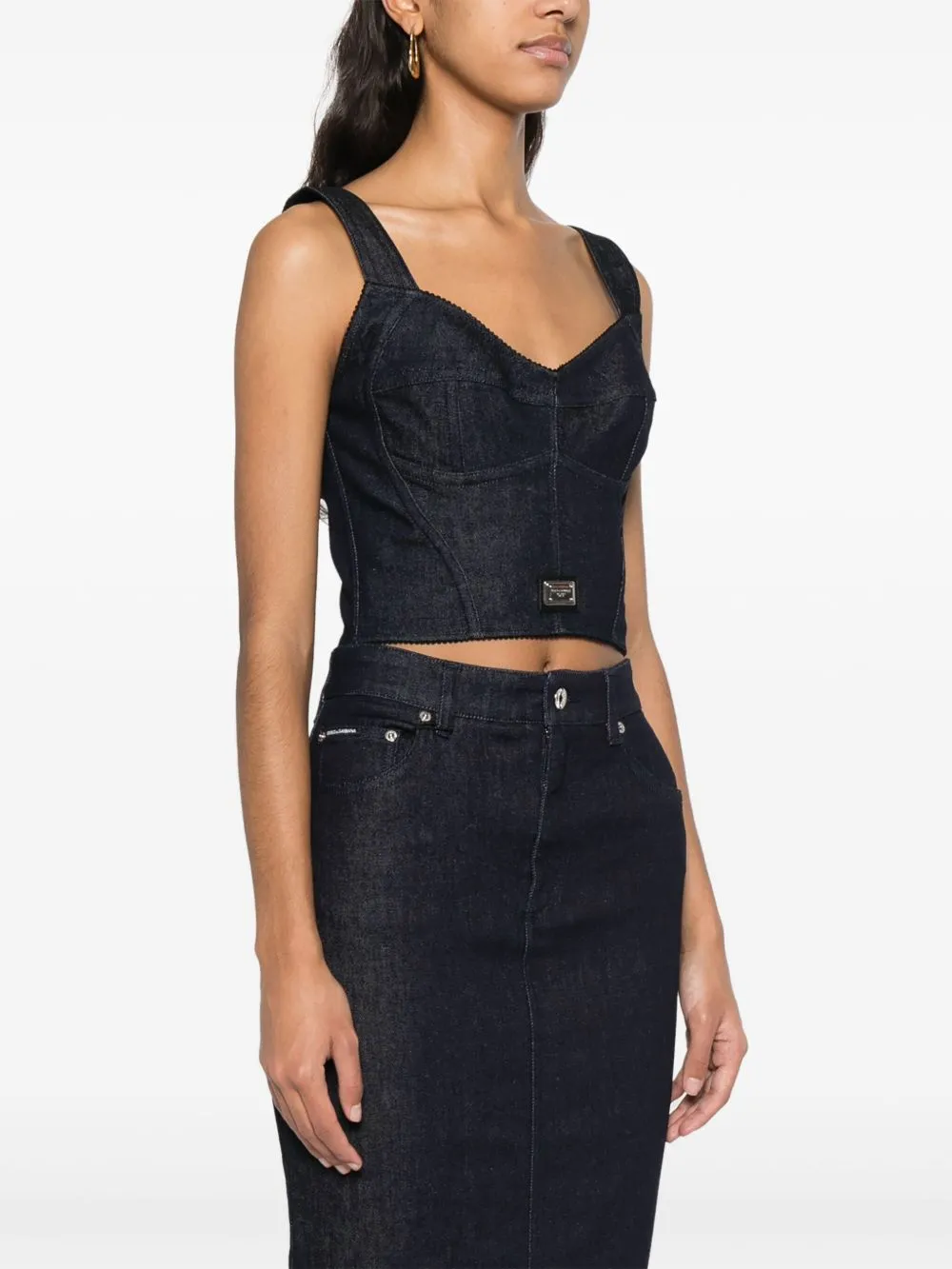 Denim corset top
