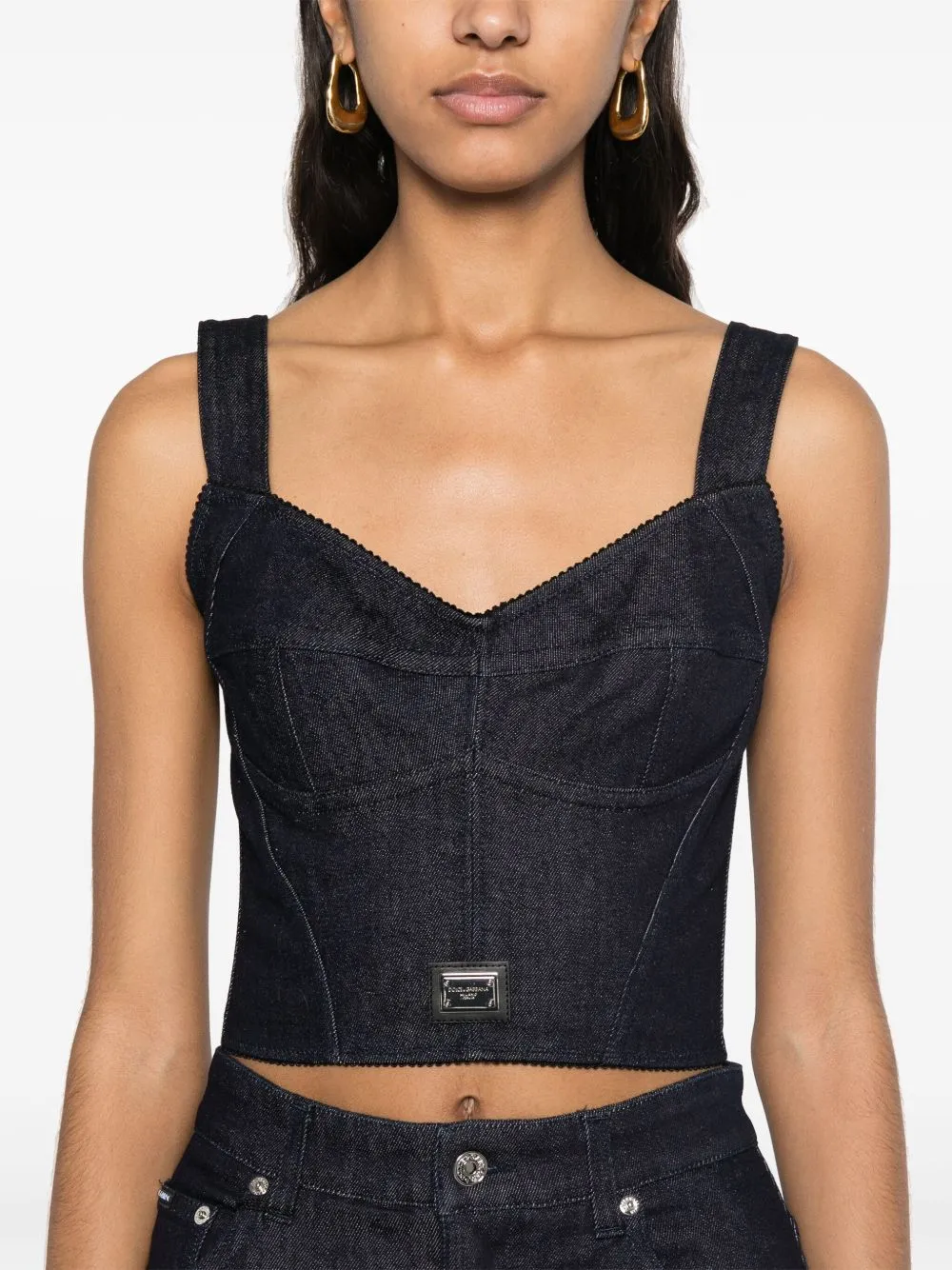 Denim corset top