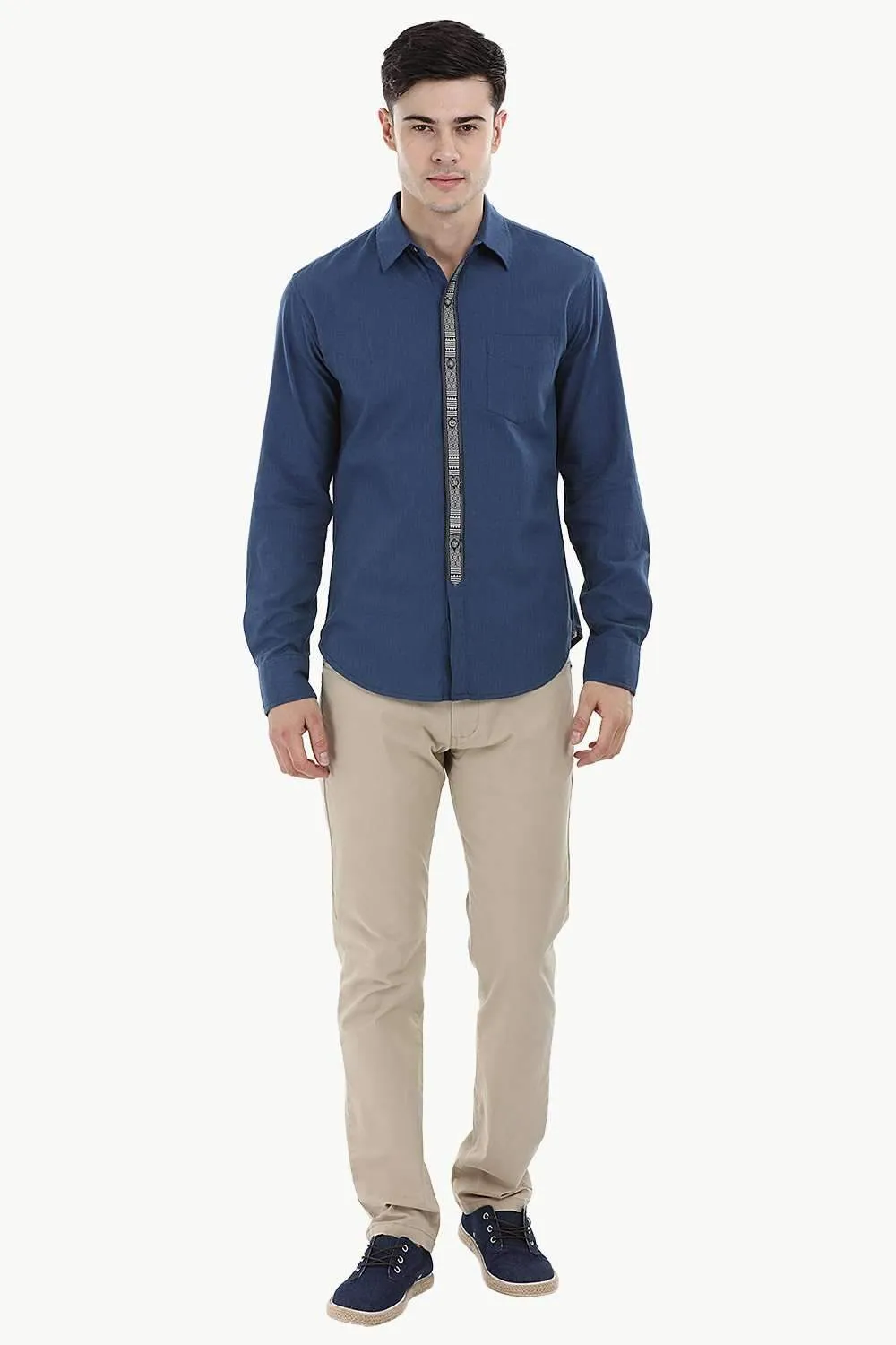 Designed Placket Oxford Shirt