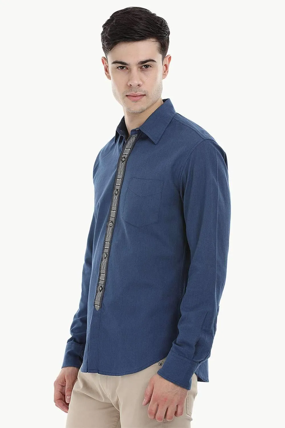 Designed Placket Oxford Shirt