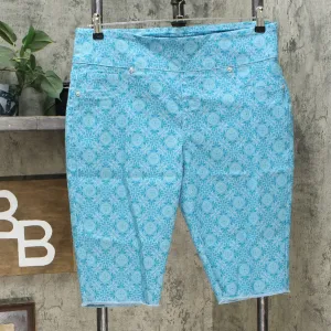 DG2 by Diane Gilman Classic Stretch Pull On Bermuda Shorts Turquoise Large