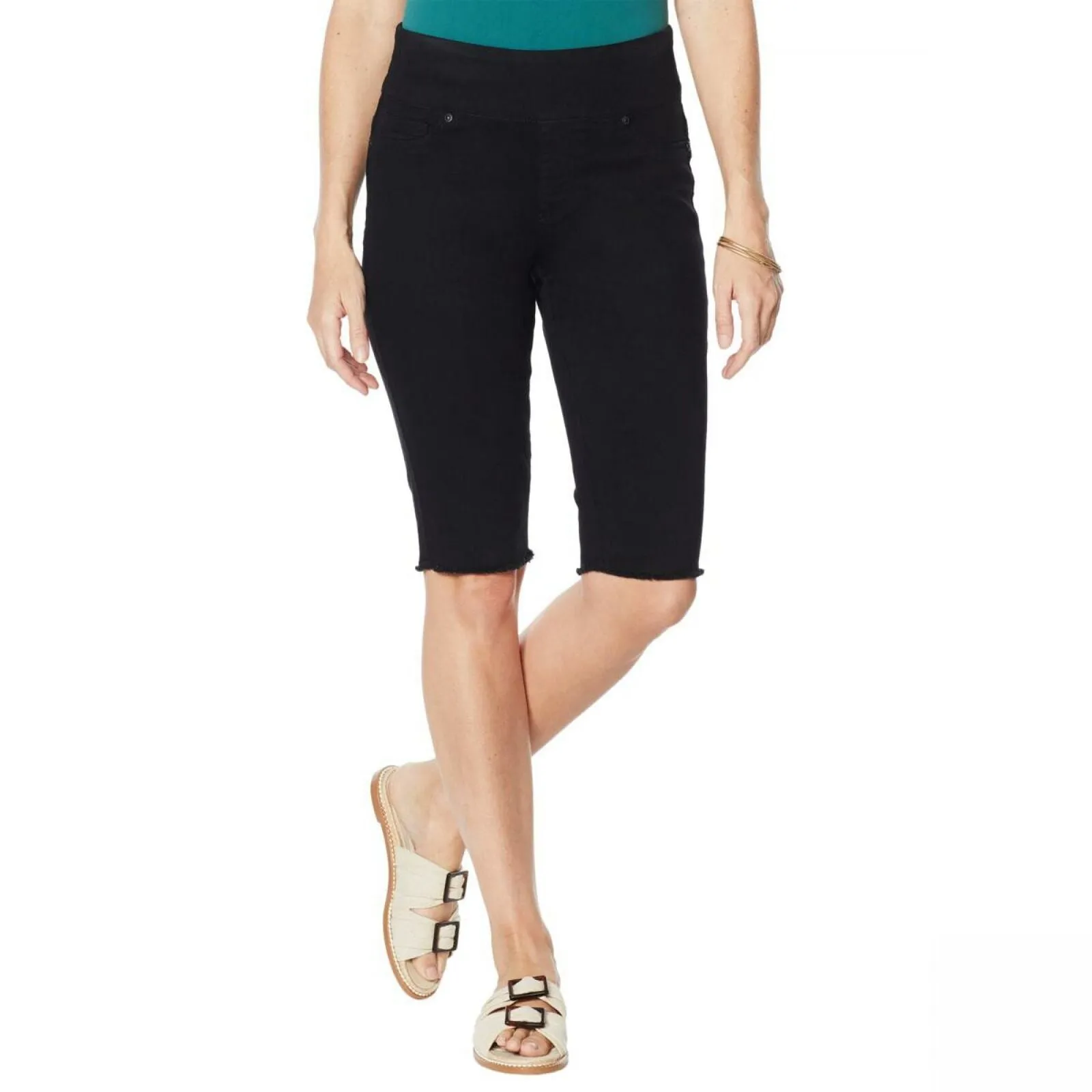 DG2 by Diane Gilman Pull On Bermuda Shorts Black Petite Plus 3X