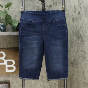 DG2 by Diane Gilman Women's Classic Stretch Pull On Bermuda Shorts Indigo Medium
