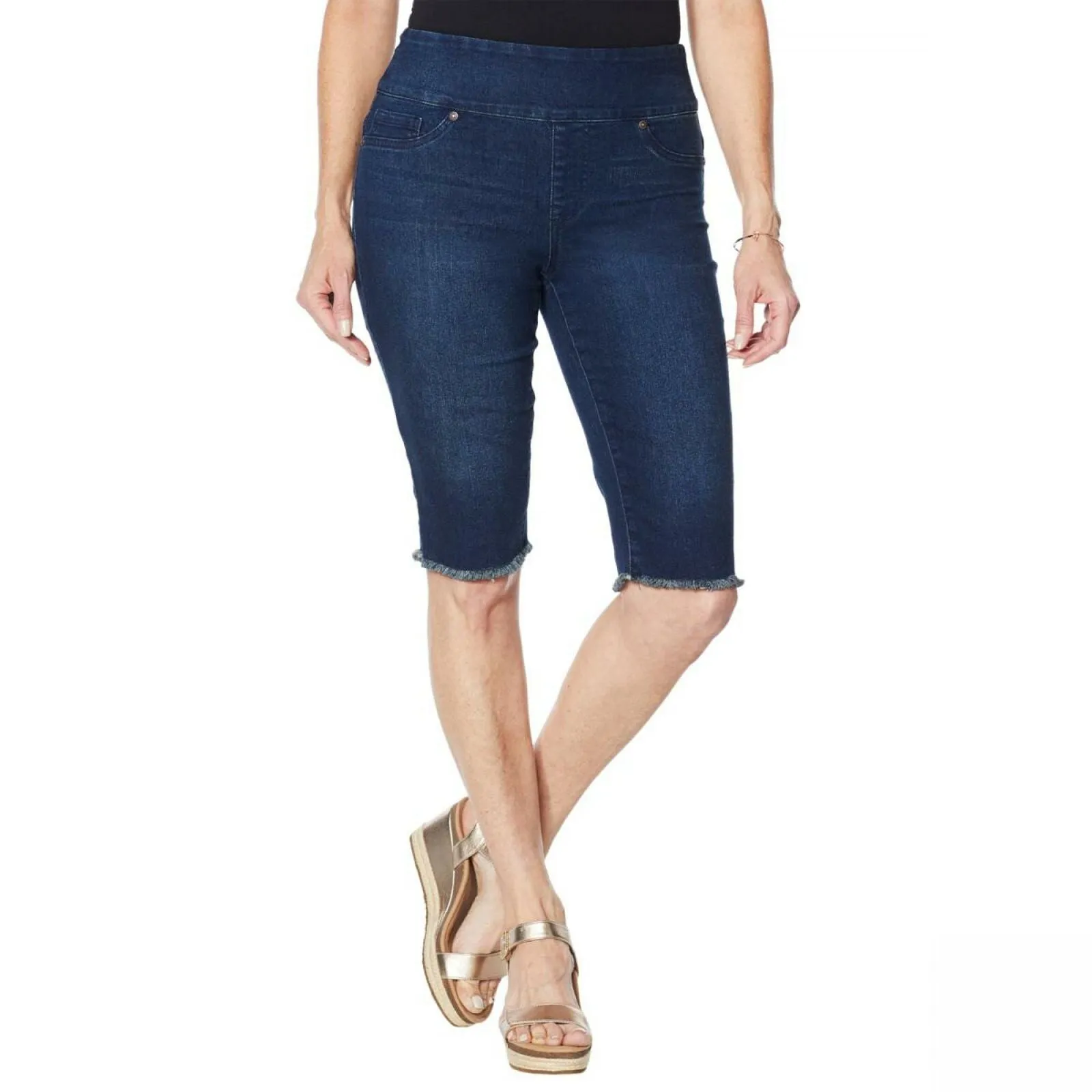 DG2 by Diane Gilman Women's Pull On Bermuda Shorts Indigo Medium