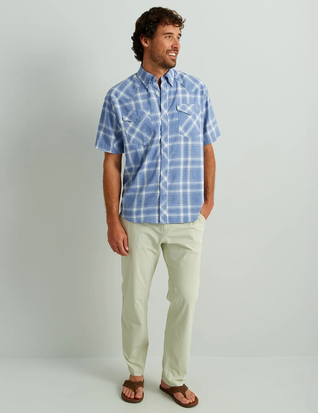 Diamond Back Plaid Short Sleeve Button-Down