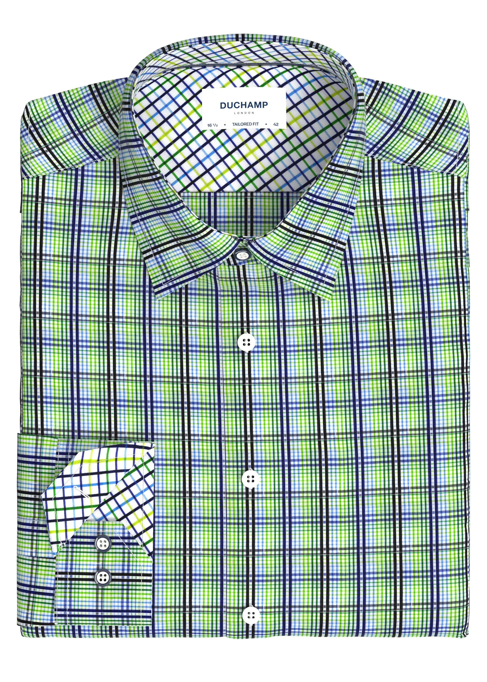Duchamp London Green Plaid Dress Shirt
