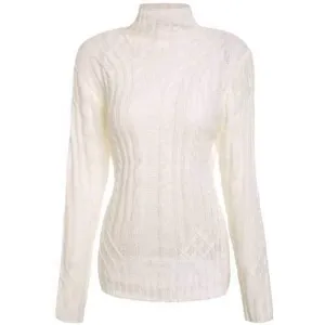 Elegant Solid Color Turtleneck Twist Wave Thick Pullover Sweater For Women - White S