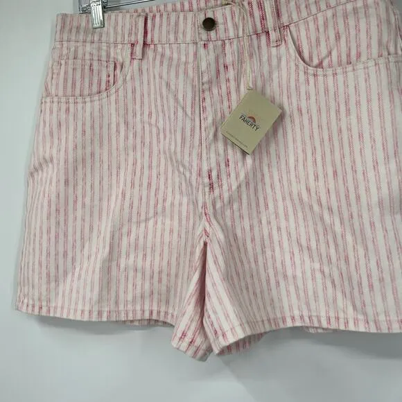 Faherty Topsail Shorts in Pink Railroad Stripe High Rise NWT