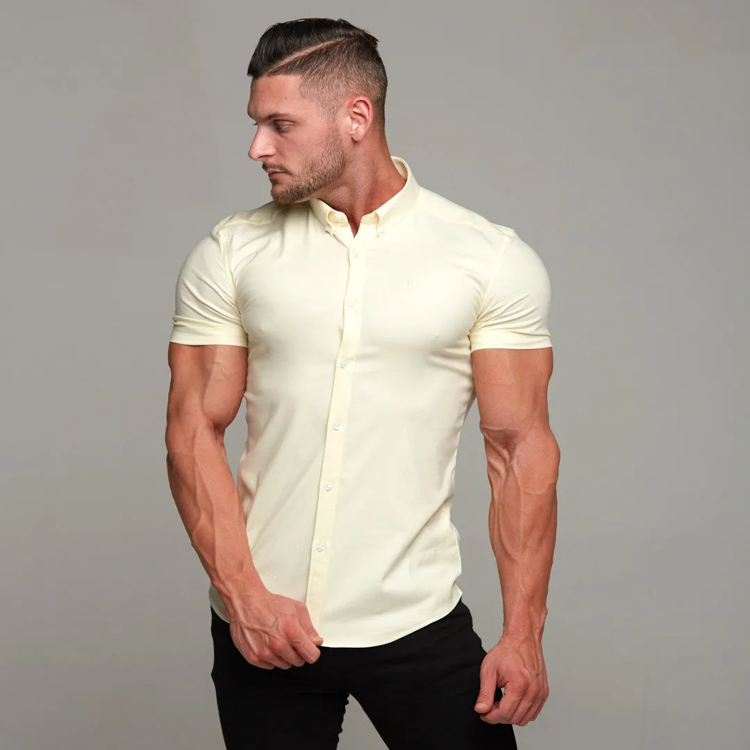 Father Sons Super Slim Stretch Classic Oxford Lemon Short Sleeve - FS315