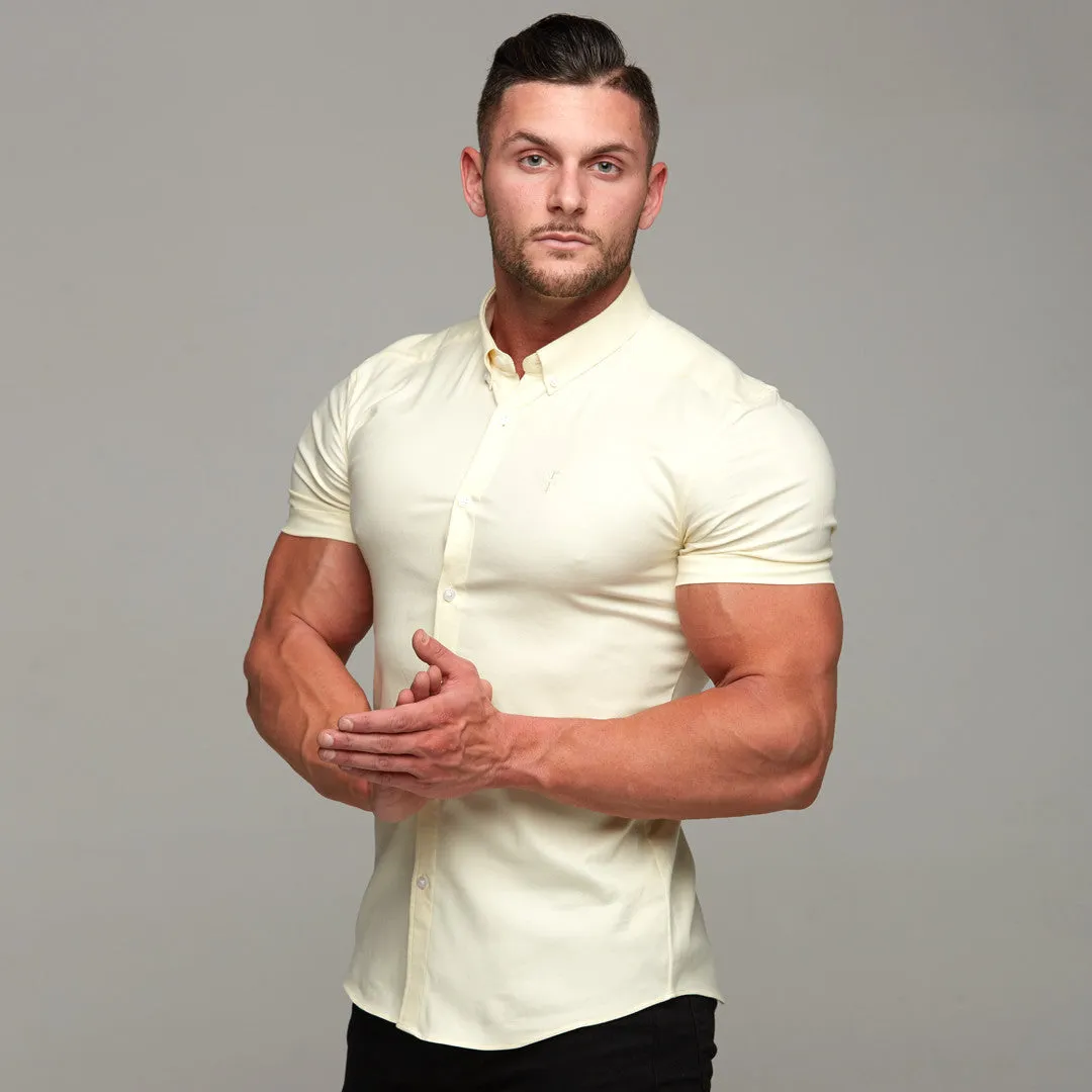 Father Sons Super Slim Stretch Classic Oxford Lemon Short Sleeve - FS315