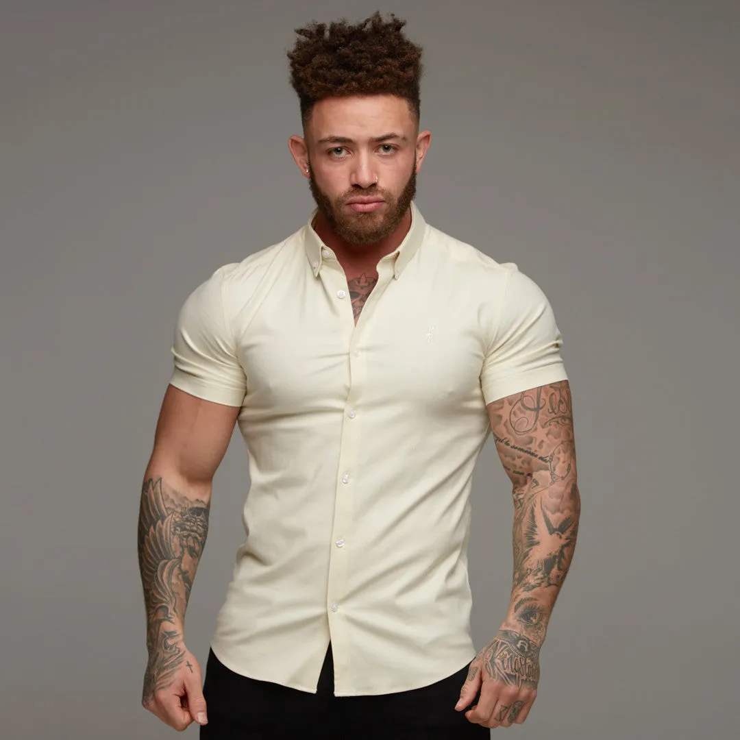 Father Sons Super Slim Stretch Classic Oxford Lemon Short Sleeve - FS315