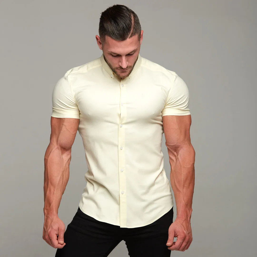 Father Sons Super Slim Stretch Classic Oxford Lemon Short Sleeve - FS315