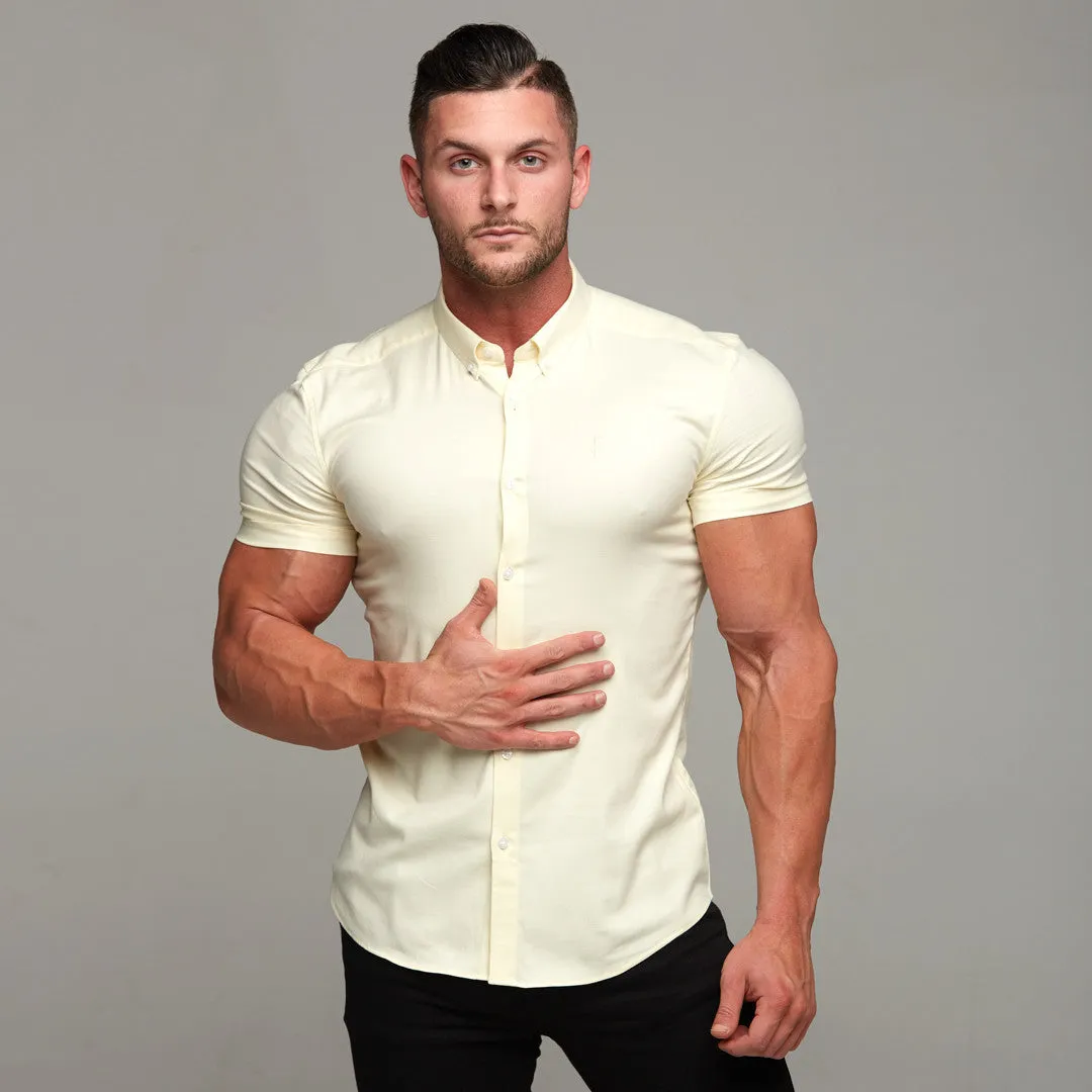 Father Sons Super Slim Stretch Classic Oxford Lemon Short Sleeve - FS315