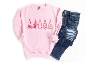 Five Merry Christmas Trees Monogram Crewneck