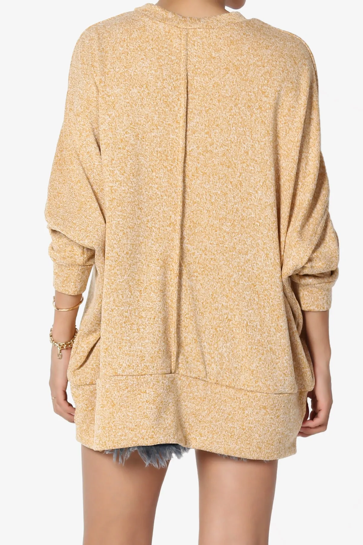 Forge Melange Knit Hi-Low Pocket Sweater PLUS