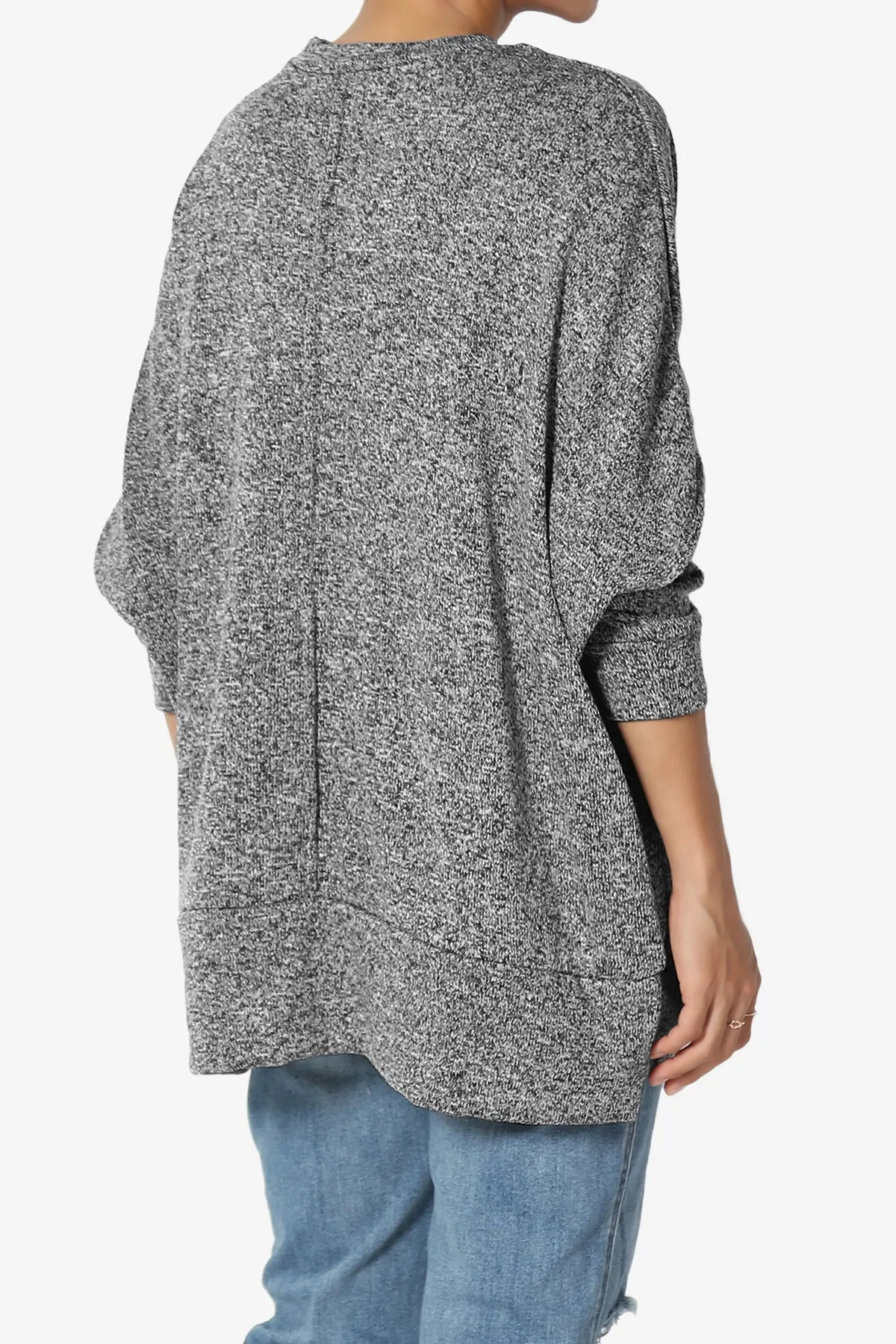 Forge Melange Knit Hi-Low Pocket Sweater PLUS