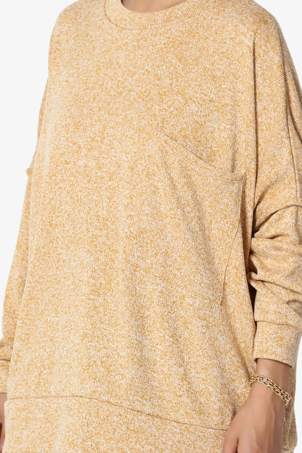 Forge Melange Knit Hi-Low Pocket Sweater PLUS