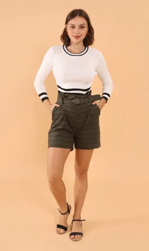 FRANKIE Belted Bermuda Shorts (Army Green)