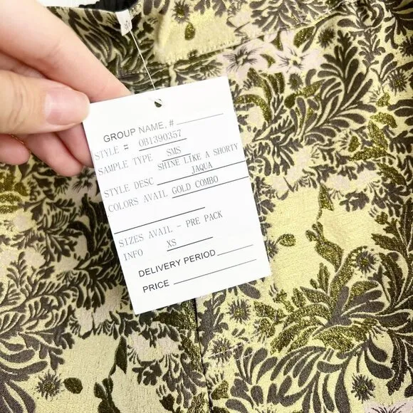 Free People Shine Like A Shorty Gold Jacquard Shorts Women's Size X-Small XS