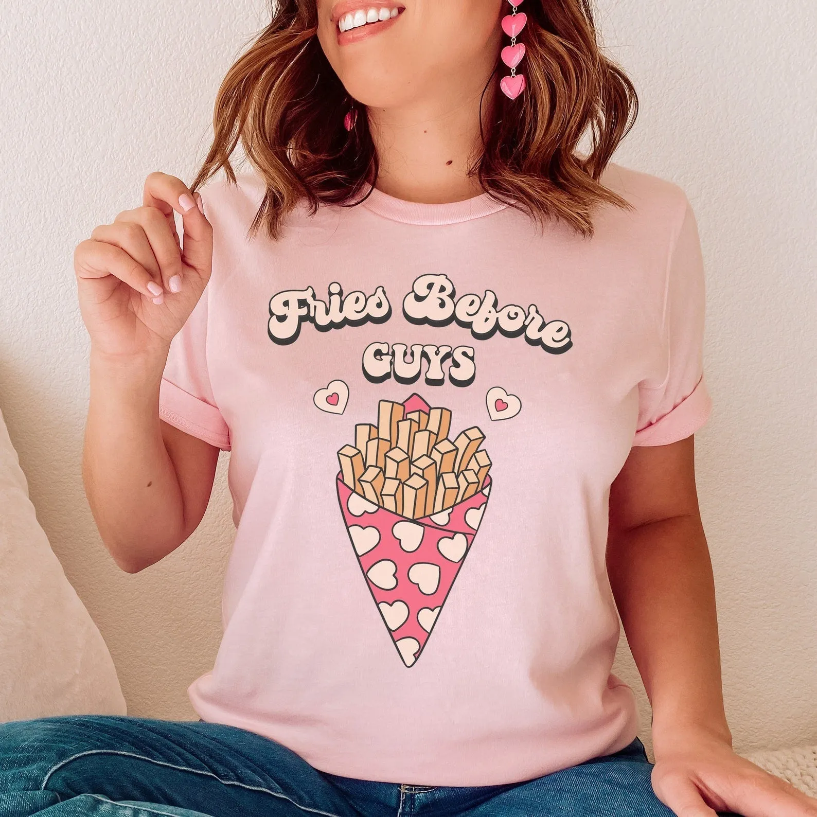 Fries Before Guys Retro Tee/ Super Cute Valentine's Tee - Youth and Adult Sizing Available