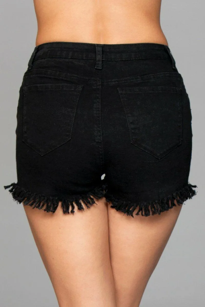 Fringed Denim Shorts
