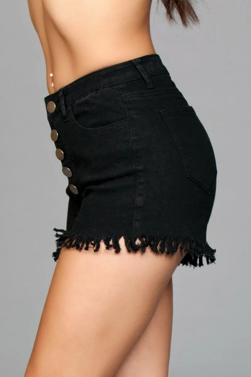 Fringed Denim Shorts