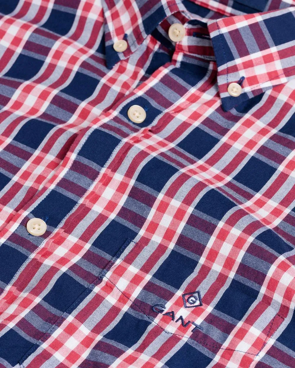 GANT Cardinal Red Windblown Oxford Check  Button Down Shirt 3016530 Size M