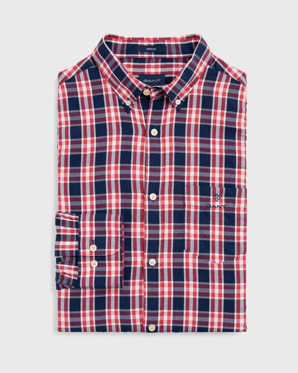 GANT Cardinal Red Windblown Oxford Check  Button Down Shirt 3016530 Size M