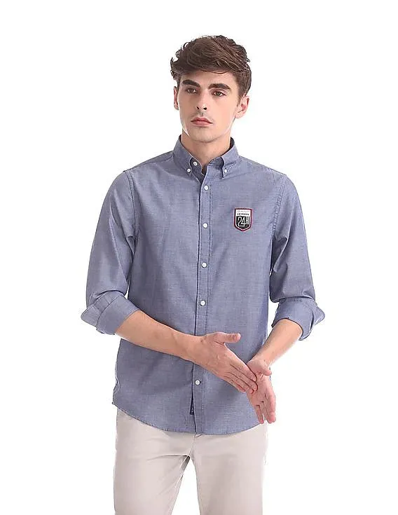 GANT LE MANS Evening Blue Tech Prep Oxford Button Down Shirt 3008530 Size M