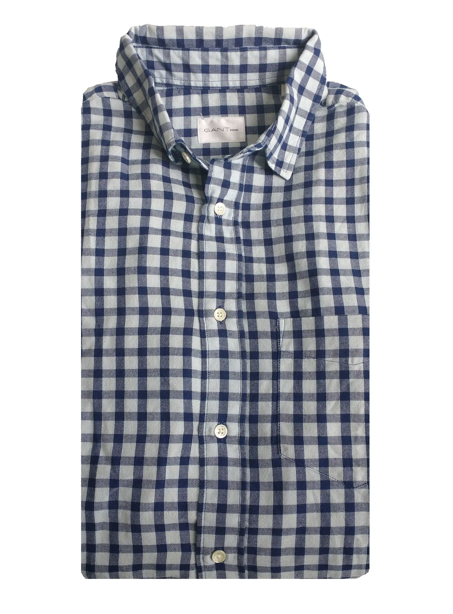 GANT RUGGER Men's Dark Indigo Oxford Check HOPC Shirt 347922  Size Medium NWT