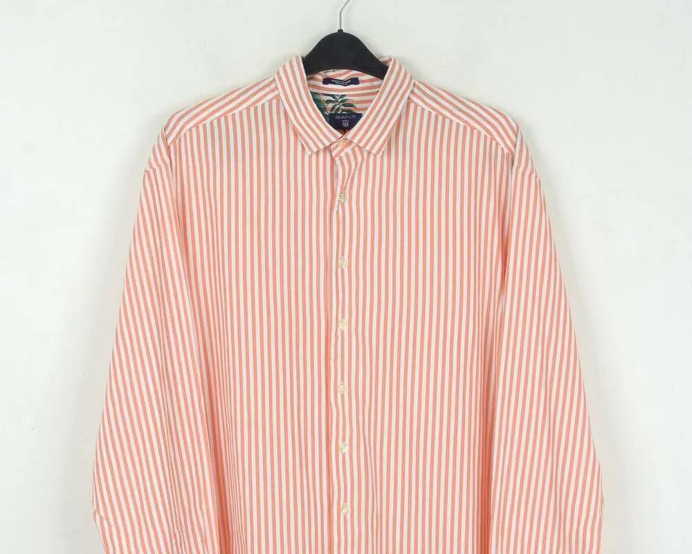 GANT Sunny Orange Beach Oxford Stripe Button Down Shirt 347800 Size M