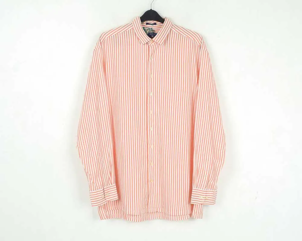 GANT Sunny Orange Beach Oxford Stripe Button Down Shirt 347800 Size M
