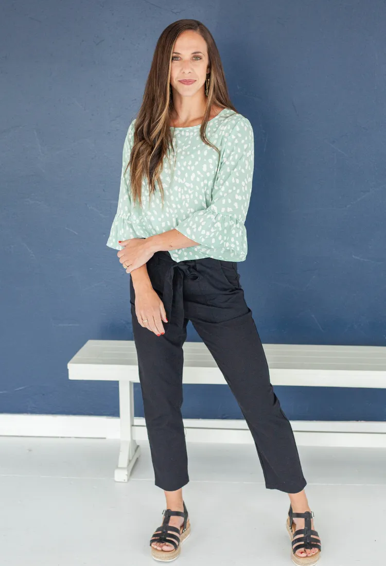 Geo Dressy Blouse in Sage