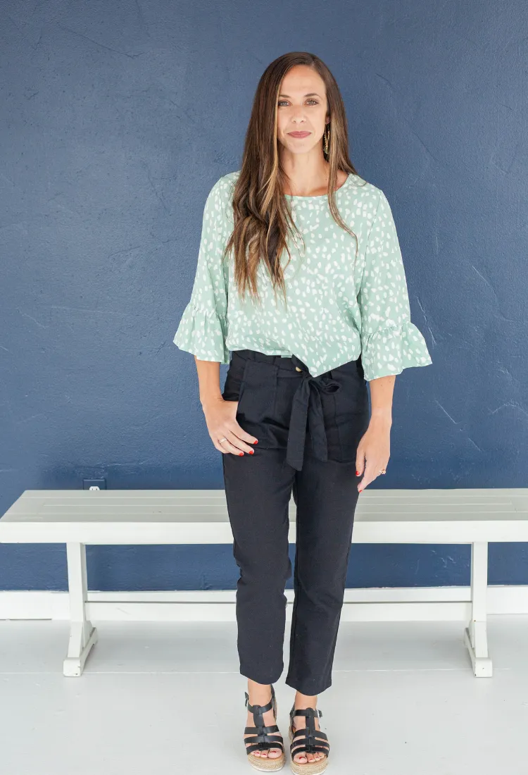 Geo Dressy Blouse in Sage