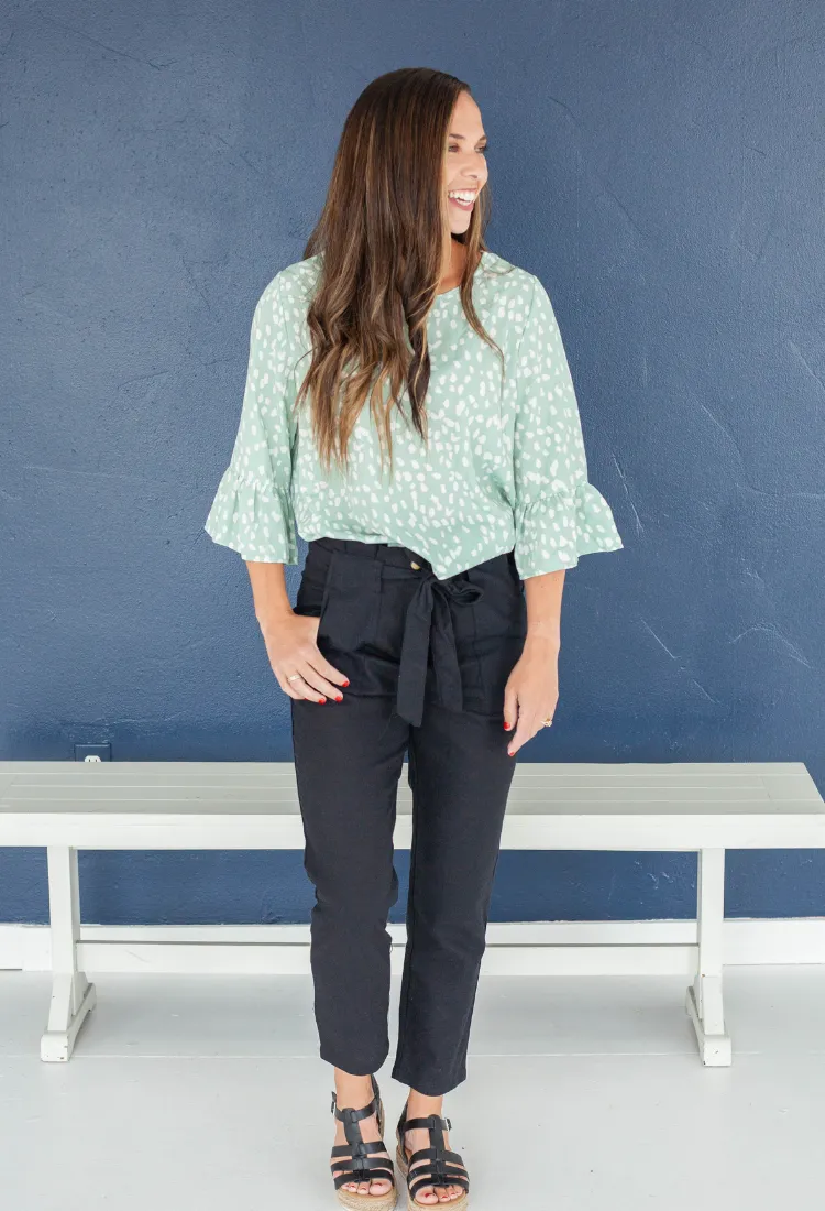 Geo Dressy Blouse in Sage