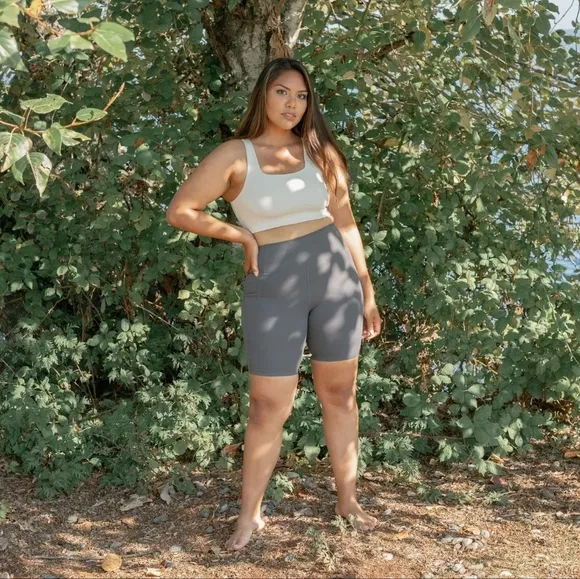 Girlfriend Collective High Rise Bike Shorts in Moon
