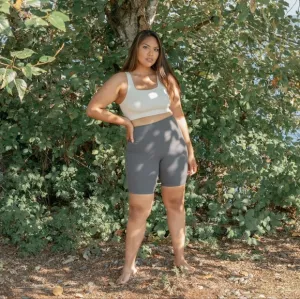 Girlfriend Collective High Rise Bike Shorts in Moon